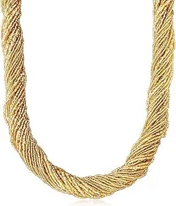 Ross-Simons Italian Golden Murano Glass Bead Torsade Necklace With 18kt Gold Over Sterling