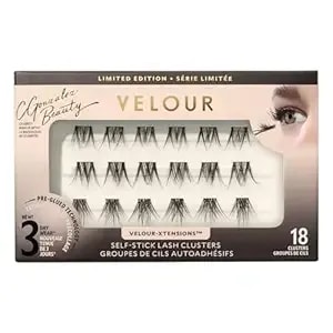 Velour X Cgonzalez Beauty Self-Stick Lash Clusters, Self Adhesive Eyelashes, 18 Eyelash Clusters