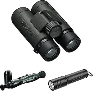 Nikon Prostaff p3 8x42 Waterproof Binocular For Adults - Small & Compact Travel Binoculars For Bird Watching - Lens Pen Cleaning System, & Flashlight Bundle Set