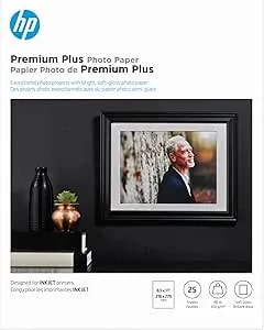 HP Premium Plus Photo Paper, Satin, 8.5x11 In, 25 Sheets (CR671A)