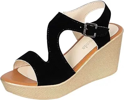 Oiangi Comfortable Wedge Sandals For Women 2023 Summer Fashion Fish Mouth Open Toe Platform Sandals Dressy Casual Ankle Straps Buckle Ladies High Heels Shoes
