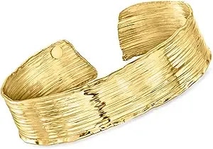 Ross-Simons Italian 18kt Gold Over Sterling Lined Cuff Bracelet