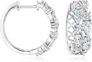 Ross-Simons 3.50 Ct. T.W. Cz Hoop Earrings In Sterling Silver