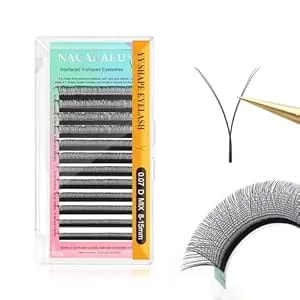 Nagaraku Yy Eyelash Extensions Supplies Y Lash 4d Easy Fan Russian Volume Crisscross Yy Eyelashes Handwoven Y Shaped Mesh Wispy Clusters 12 Rows Pre Fanned Eye Lashes Black - 0.07mm D Curl 8-15mm Mix
