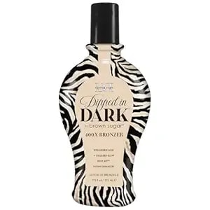 Brown Sugar Dipped In Dark Tanning Lotion, Double Dark 400x Bronzer With Hyaluronic Acid, Collagen & Tattoo Enhancers, 7.5 Fl Oz