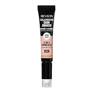 Revlon Colorstay Skin Awaken 5-In-1 Concealer, Lightweight, Creamy Longlasting Face Makeup With Caffeine & Vitamin C, For Imperfections, Dark Circles & Redness, 002 Universal Brightener, 0.27 Fl Oz