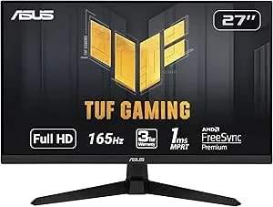 Asus Tuf Gaming 27 Inch Gaming Monitor - Full Hd, 1080p, 165hz (Supports 144hz), 1ms, Extreme Low Motion Blur, Freesync Premium, Shadow Boost, Eye Care, Hdmi, Displayport, Tilt Adjustable - vg277q1a