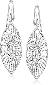 Ross-Simons Italian Sterling Silver Diamond-Cut Navette Drop Earrings