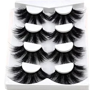 New 4 Pairs 3d Mink Hair False Eyelashes Criss-Cross Wispy Cross Fluffy Length 25mm Lashes Extension Handmade Eye Makeup Tools (Mdr-5)