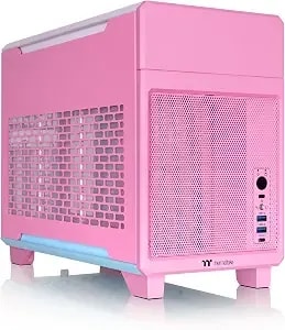 Thermaltake tr100 Sff Chassis; Mitx Support; 18.9 Liters; Pcie 4.0 Riser Cable Included; 360mm Gpu Clearance; 280mm Radiator Support; Removable Pcie Bracket; Bubble Pink; Ca-11a-00sann-00
