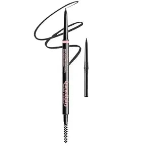 Replaceable Eyebrow Pencil, Ultra Fine 1.5mm Tip Draws Tiny Brow Hairs, Long Lasting & Budgeproof, Waterproof Brow Pencil Built-In Spoolie Brush (Black)