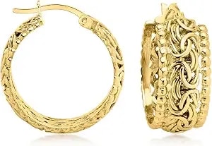 Ross-Simons 14kt Yellow Gold-Plated Byzantine Beaded-Edge Hoop Earrings