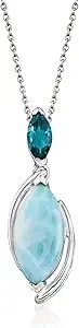 Ross-Simons Larimar And .50 Carat London Blue Topaz Pendant Necklace In Sterling Silver. 18 Inches