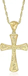 Ross-Simons Italian 18kt Gold Over Sterling Filigree Cross Pendant Necklace
