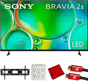 Sony Bravia 2 II 75 Inch 4K HDR Smart LED Google TV (2025) K75S20M2 Bundle With Deco Mount 37"-100" TV Wall Mount Bracket, 4K HDMI Cable, 6-Outlet Surge Adapter With Night Light And Microfiber Cloth