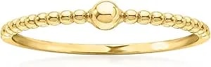 Ross-Simons Pure Collection 14kt Yellow Gold Beaded Ring With Ball. Size 8