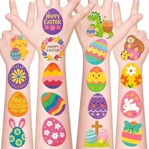 Easter Egg Temporary Tattoos For Boys And Girls - 100 Cute Egg Designs, Waterproof Spring Tattoos For Easter Birthday Party Favors Supplies Decorations, Classroom Gifts Rewards