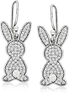 Ross-Simons 0.70 Ct. T.W. White Topaz Bunny Drop Earrings With 2.5-3mm Cultured Pearls In Sterling Silver