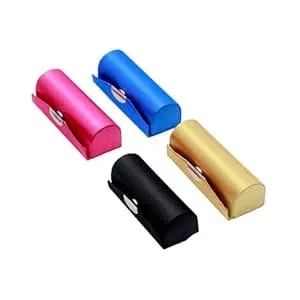 Leadigol 4pcs Lipstick Case, Makeup Jewelry Holder With Mirror, Plain Fabric Lipstick Box Case