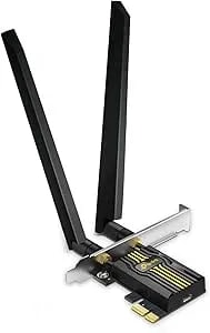 TP-Link Wifi 7 BE6500 Pcie Wifi Card Archer TBE400E - Tri-Band Network Card For Desktop PC - Bluetooth 5.4 - High-Gain Antennas - MLO, WPA3 - Supports AMD/Intel Motherboard - Not Compatible W/Windows 10