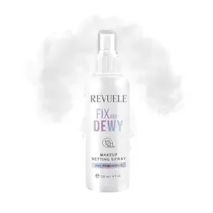 Revuele Fix And Dewy Makeup Setting Spray – 2-In-1 Prime & Hold Mist With Hyaluronic Acid & Tara Gum, Long-Lasting Hydrating Finish 4 Fl.Oz