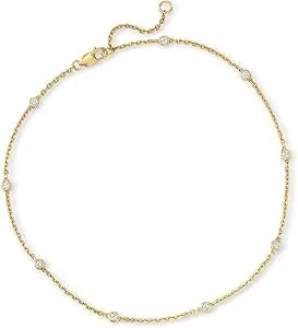 Ross-Simons 0.25 Ct. T.W. Diamond Anklet In 18kt Gold Over Sterling. 9 Inches