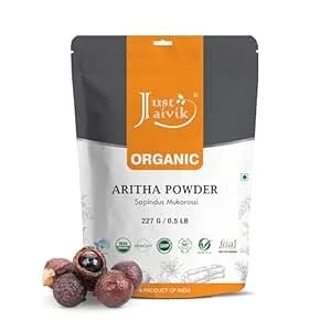 100% Organic Certified Aritha Powder (Soap Nut Powder) 227g /0.5 Lb/ 08oz - Organic Hair Cleansing And Conditioning Product