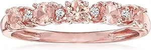 Ross-Simons 0.50 Ct. T.W. Morganite Ring With Diamonds In 18kt Rose Gold Over Sterling