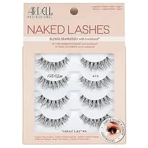 Ardell Naked Lashes 424 – Lightweight Natural False Eyelashes With Invisiband, Subtle Volume & Length, Wispy Strip Lashes, 4 Pairs, 1 Pack