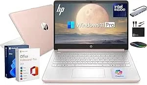 Hp 14" Laptop Ultrabook 2026 Business Student Computer With Ms Office & Copilot Ai, Intel Cpu Upto 2.8ghz, 8gb Ram, 628gb Storage (128gb Ssd+500gb Ext), Wi-Fi 6, Marxsolaccessory, Win 11 Pro, Rosegold