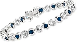 Ross-Simons 2.70 Ct. T.W. Cz And 2.70 Ct. T.W. And Simulated Gemstone Bezel-Set Tennis Bracelet
