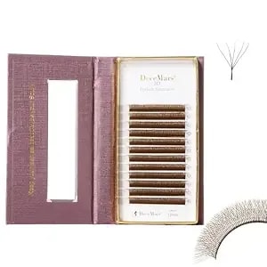 Decemars 5d W Shaped Eyelash Extensions Natural Soft Brown Lashes Lightweight Volume Premade Fans Individual Yy Lash Easy Fanning Clusters For Professional Beauty Salon Use 12 Rows (5d-0.07-D-8-14mm)