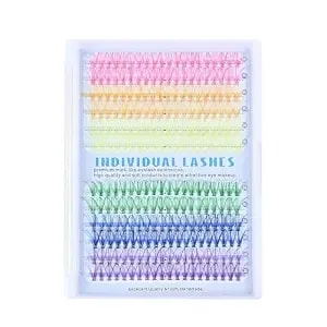 D Curl Colored Lash Clusters 20p 240 Pcs Faux Mink 14-16mm, 6 Bright Colors Individual Segment Lashes Soft Natural Long Individual False Eyelashes Curly Reusable For Party & Creative Makeup Lasgoos