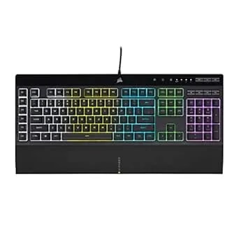 Corsair K55 RGB PRO Membrane Wired Gaming Keyboard – IP42 Dust And Spill-Resistant – 6 Macro Keys With Elgato Integration – Icue Compatible – Qwerty NA – PC, Mac, Xbox – Black