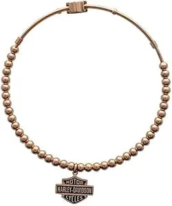 Harley-Davidson Women'S Gold Tone B&S Beaded Bangle Bracelet, 7.5 In hsb0087-7.5