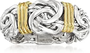 Ross-Simons Sterling Silver And 14kt Yellow Gold Byzantine Station Ring