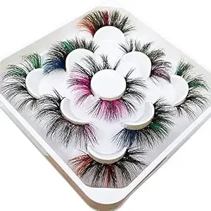 Colored Lashes Yasnai 22mm Mink Lashes With Color 5 Pairs Mix Long Color Lashes Dramatic Look Full And Fluffy Colored Eyelashes