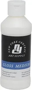 New York Central Acrylic Mediums - Non-Cracking Professional Grade Paint Medium For Heavy Body Paint, Collage, Mixed Media, Photo Transfers & More! - [Gloss - 8 Oz]