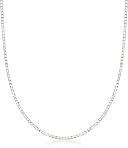 Ross-Simons 1mm 14kt White Gold Box-Chain Necklace