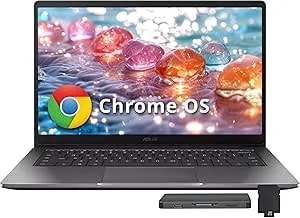 Asus Chromebook Plus Cx 14" Fhd Touchscreen Laptop, Intel Core 3 n355, 8gb lpddr5, 416gb Storage (256gb Ssd+160gb Docking Station Set), Intel Uhd Graphics, Webcam, Wifi 6, Chrome Os, Misty Grey