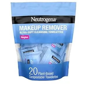 Neutrogena Makeup Remover Wipes, Daily Single Face Cleansing Towelettes, Makeup Removing Cleansing Wipes Removes Dirt & Oil, Alcohol-Free Face Towelettes, 20 Ct