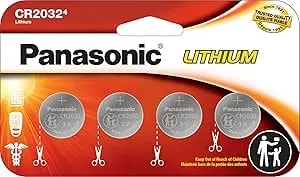 Panasonic CR2032 3.0 Volt Long Lasting Lithium Coin Cell Batteries In Child Resistant, Standards Based Packaging, 4 Pack