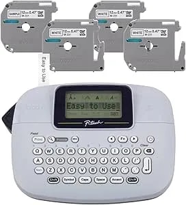 Brother Pt-m95 P-Touch Monochrome Label Maker Bundle (4 Label Tapes Included),White