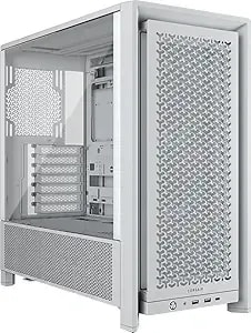 Corsair 4000d Rs Frame Modular High Airflow Mid-Tower Pc Case – 3x Corsair Rs Fans – Infinirail™ Fan Mounting System – Fits Multiple 360mm Radiators – Reverse Connector Motherboard Compatible – White