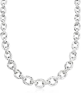 Ross-Simons Sterling Silver Graduated Oval-Link Necklace