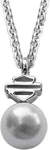 Harley-Davidson Women'S Mother Of Pearl B&S Necklace, Sterling Silver hdn0392-16