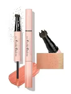 Anglicolor Freckle Pen, 2 In 1 Faux Freckle Stamp With Blush, Quick-Drying, Waterproof, Long-Lasting, Natural Sun-Kissed Look For Beach Days Daily No-Makeup Look (01 Light Brown+Soft Nude Pink)