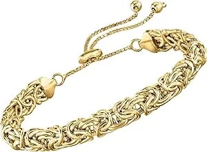 Ross-Simons 18kt Gold Over Sterling Silver Byzantine Bolo Bracelet