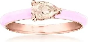 Ross-Simons 0.30 Carat Morganite Ring With Pastel Pink Enamel In 18kt Rose Gold Over Sterling