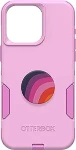 Otterbox Bundle Iphone 15 Pro Max (Only) Commuter Series Case - (Run Wildflower) + Popsockets Popgrip - (Plum Stripe), Slim & Tough, Pocket-Friendly, With Port Protection, Popgrip Included